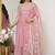 Peach fandy silk  party weae embroidery suit set