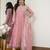 Peach fandy silk  party weae embroidery suit set