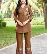 Light brown heavy rayon kurta pent