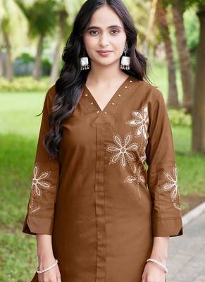 Light brown heavy rayon kurta pant 2
