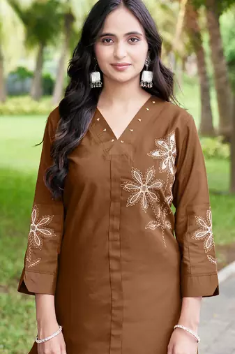 Light brown heavy rayon kurta pant