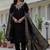Black roman silk straight kurti pant dupatta set