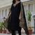 Black roman silk straight kurti pant dupatta set