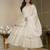 Cream chinon silk  party weae embroidery suit set
