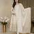 Cream chinon silk  party weae embroidery suit set