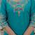 Firozi roman silk straight kurti pant dupatta set