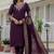Wine roman silk straight kurti pant dupatta set