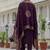 Wine roman silk straight kurti pant dupatta set