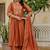 Orange viscose roman silk straight kurti pant dupatta set