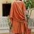 Orange viscose roman silk straight kurti pant dupatta set