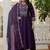 Purple viscose roman silk straight kurti pant dupatta set