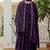 Purple viscose roman silk straight kurti pant dupatta set