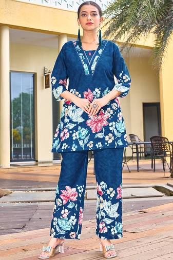 Blue pure cotton kurta pent
