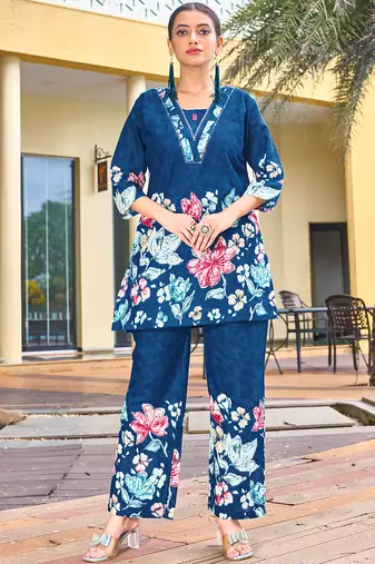 Blue pure cotton kurta pent