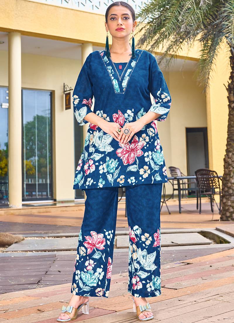 Blue pure cotton kurta pent
