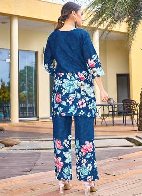 Blue pure cotton kurta pant 3