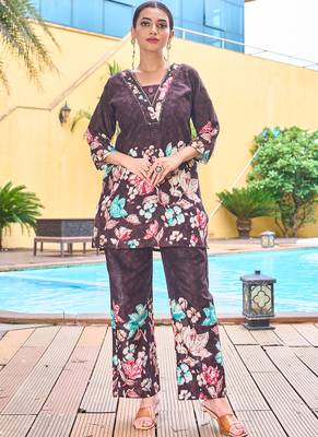 Brown pure cotton kurta pant 1