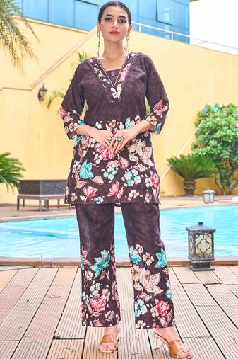 Brown pure cotton kurta pent