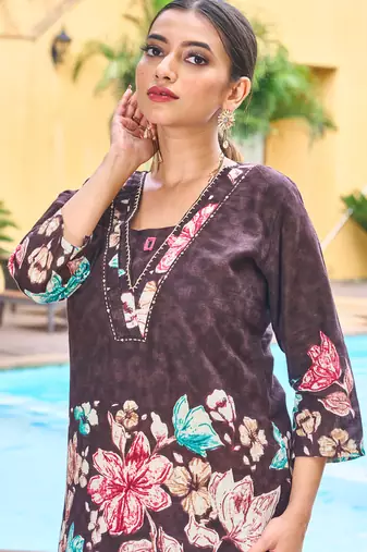 Brown pure cotton kurta pant