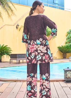 Brown pure cotton kurta pant 3