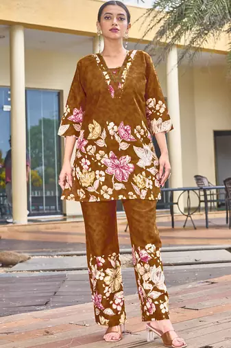 Light brown pure cotton kurta pent