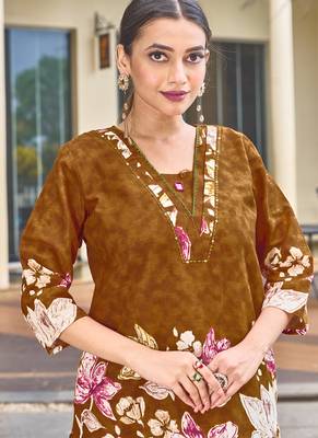 Light brown pure cotton kurta pant 3