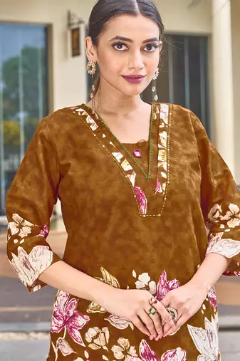 Light brown pure cotton kurta pant
