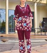 Wine pure cotton kurta pent