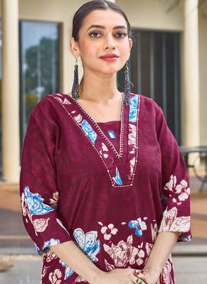 Wine pure cotton kurta pant 2