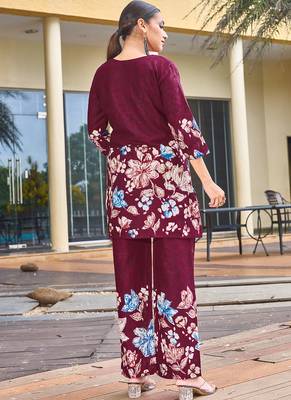 Wine pure cotton kurta pant 3