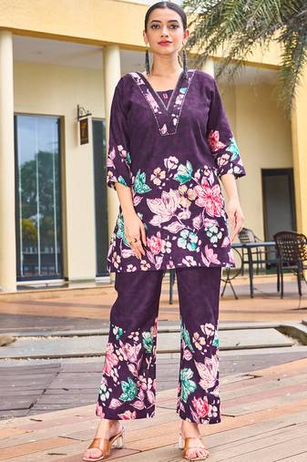 Purple pure cotton kurta pent