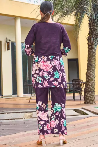 Purple pure cotton kurta pant