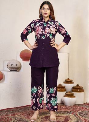 Wine pure cotton kurta pant 1