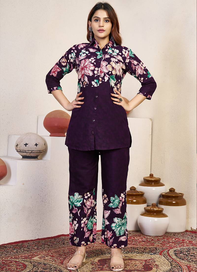 Wine pure cotton kurta pent