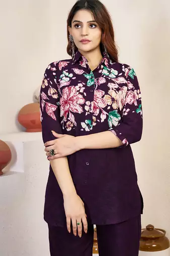 Wine pure cotton kurta pant