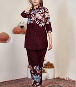 Maroon pure cotton kurta pent