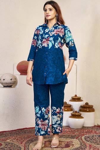 Blue pure cotton kurta pent