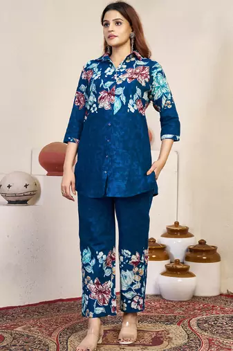 Blue pure cotton kurta pent