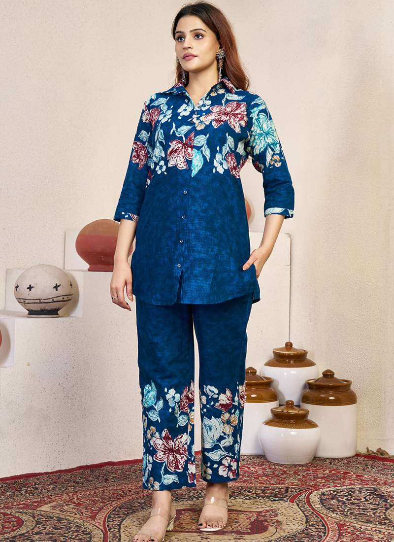 Blue pure cotton kurta pent