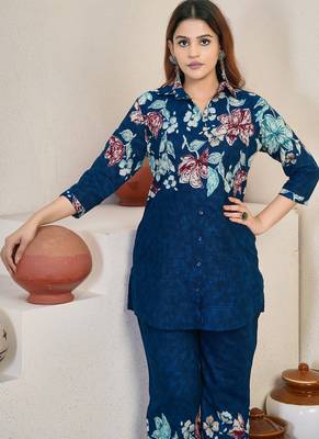 Blue pure cotton kurta pant 2