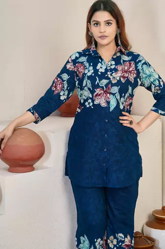 Blue pure cotton kurta pant