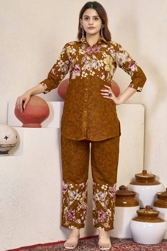 Brown pure cotton kurta pent
