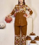 Brown pure cotton kurta pant