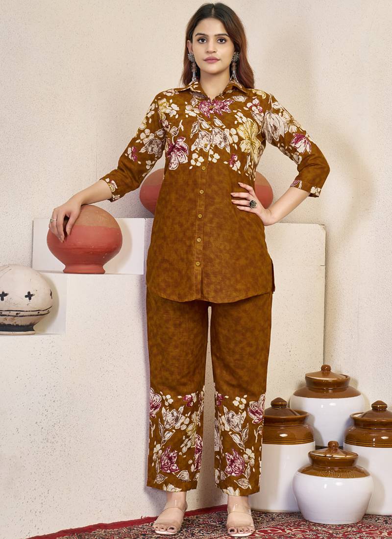 Brown pure cotton kurta pent