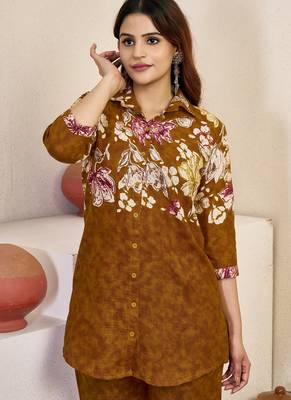 Brown pure cotton kurta pant 2