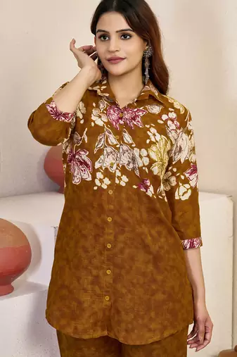 Brown pure cotton kurta pant