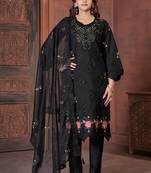 Black heavy viscose roman straight kurti pant dupatta set