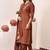 Brown roman silk straight kurti pant dupatta set
