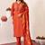 Orange roman silk straight kurti pant dupatta set