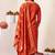 Orange roman silk straight kurti pant dupatta set